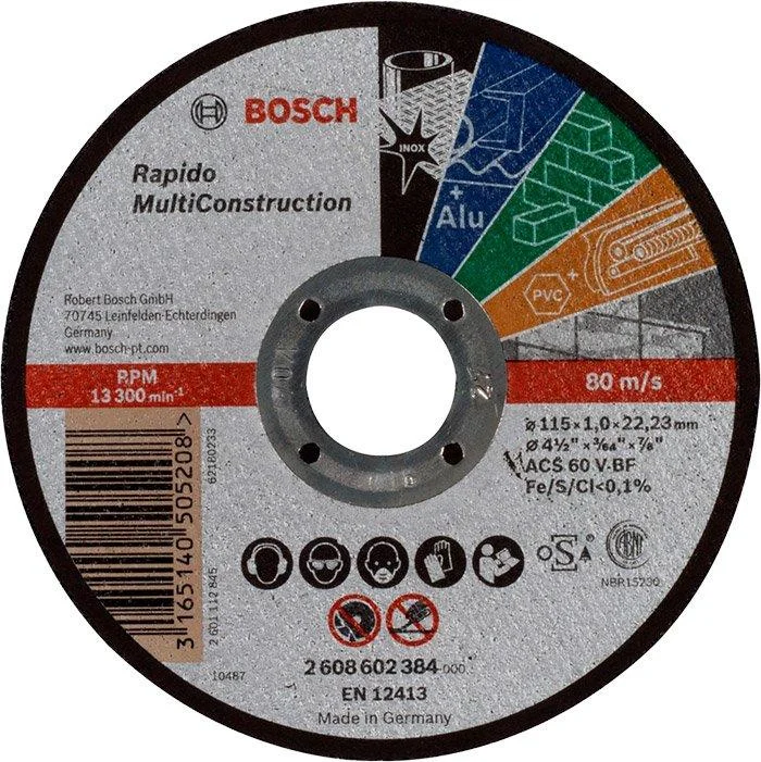 Круг отрезной Bosch Multi Construction прямой 115×1 мм (2608602384) Круг отрезной Bosch Multi Construction прямой 115×1 мм (2608602384)