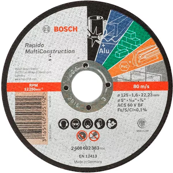 Круг отрезной Bosch Rapido MultiConstruction ACS 46 V BF 125 (2608602383) Круг отрезной Bosch Rapido MultiConstruction ACS 46 V BF 125 (2608602383)