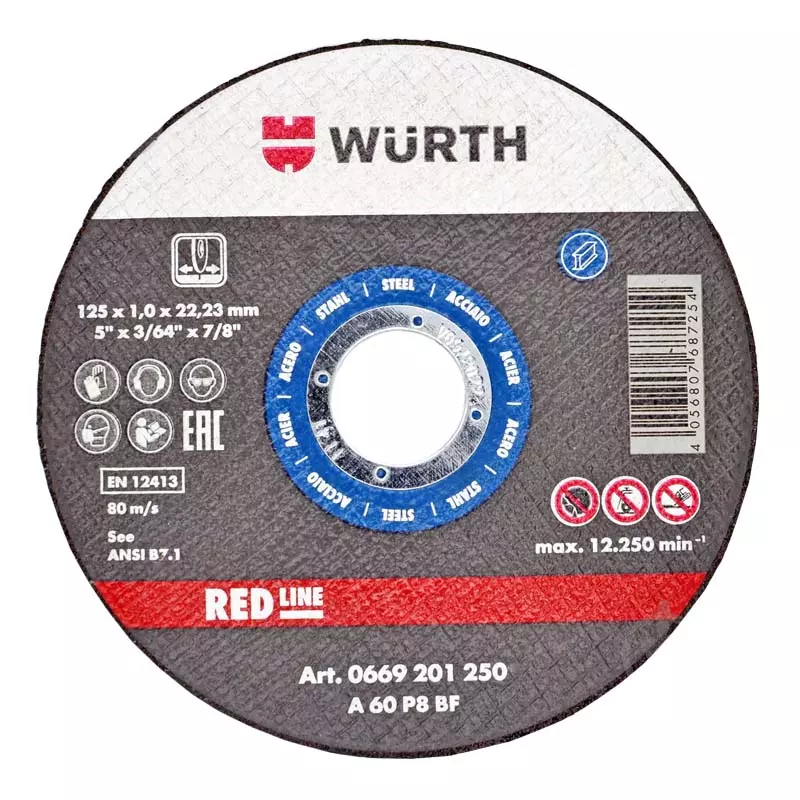 Круг отрезной для стали RED LINE, 125x1.0мм (0669201250) Круг отрезной для стали RED LINE, 125x1.0мм (0669201250)