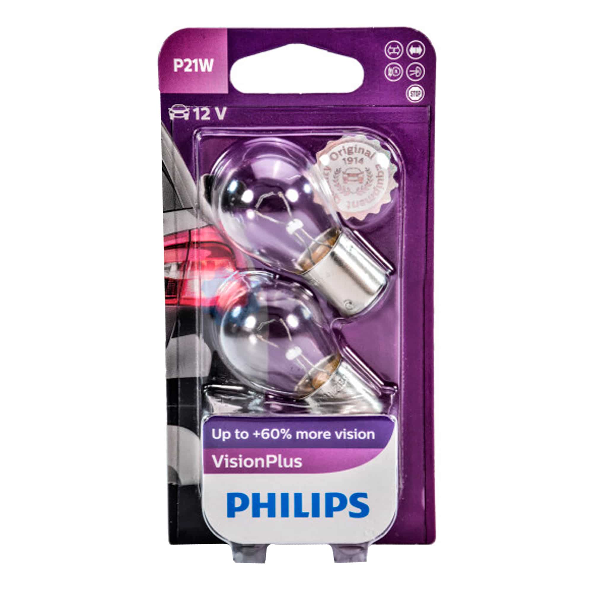Лампа Philips VisionPlus P21W 12V 21W 12498VPB2