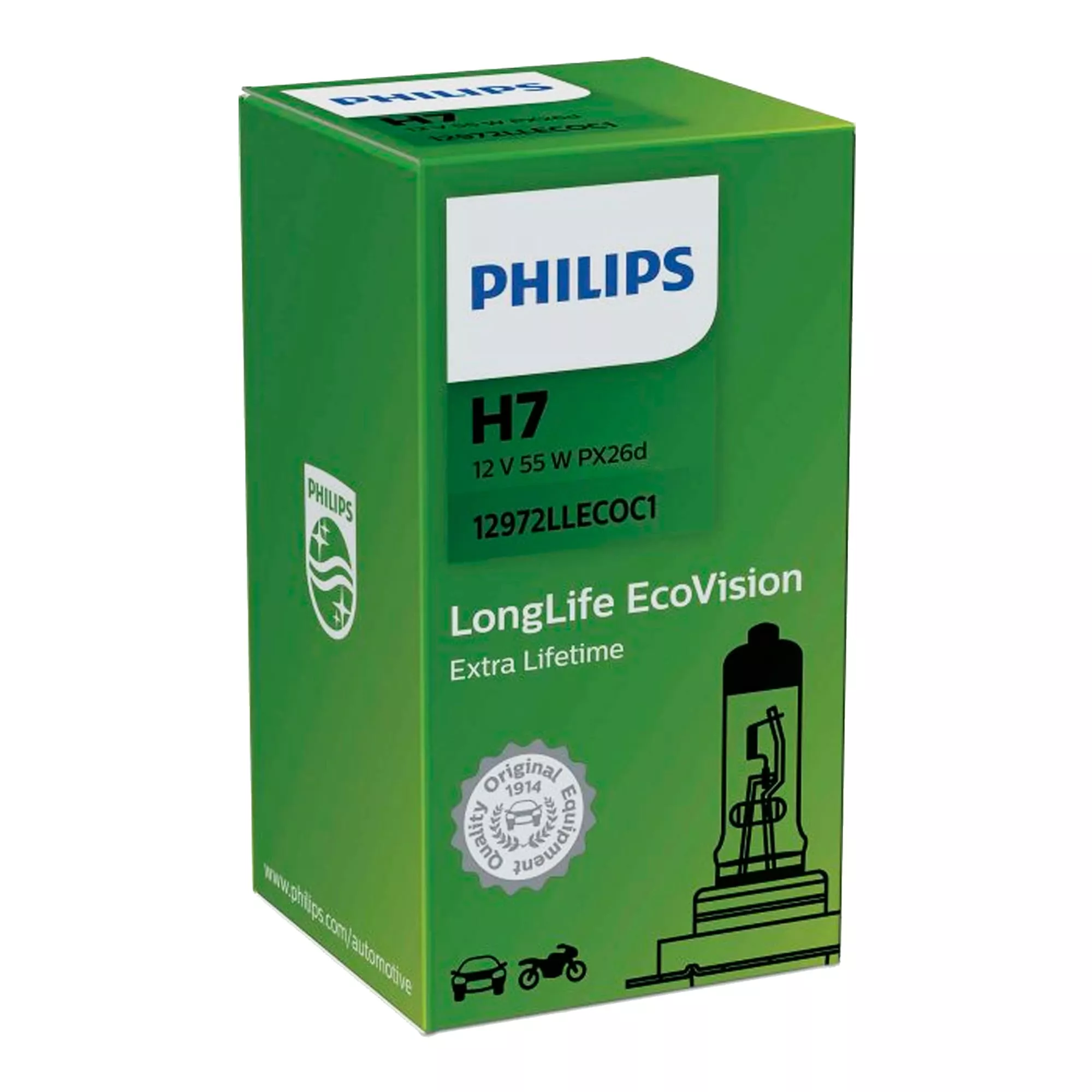 Лампа Philips LongLife EcoVision H7 12V 55W 12972LLECOC1