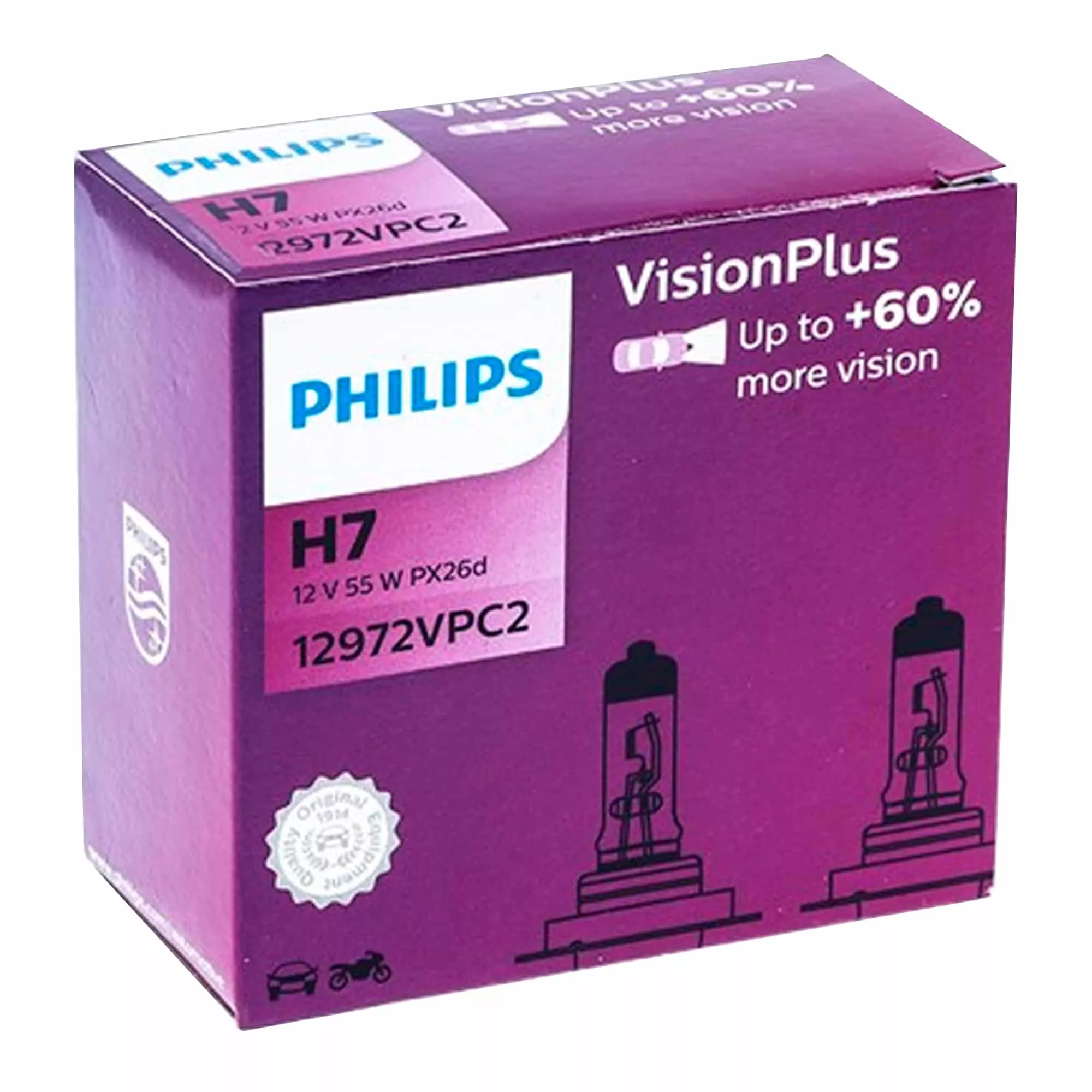 Лампа Philips VisionPlus H7 12V 55W 12972vpc2