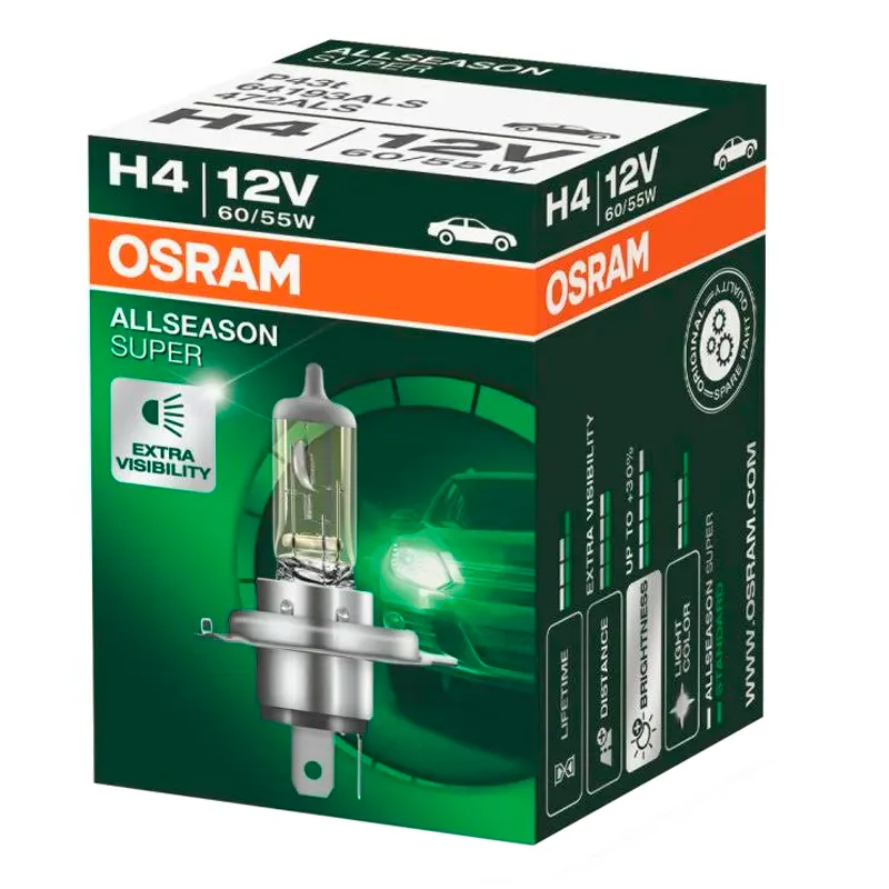 Лампа Osram AllSeason Super H4 12V 55/60W 64193ALS