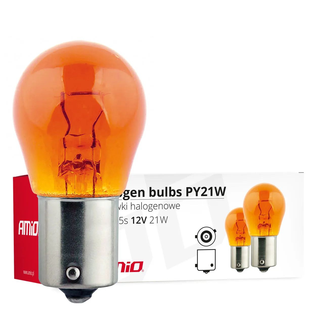 Лампа AMIO AMBER PY21W BAU15S 12V 10 шт (011584)