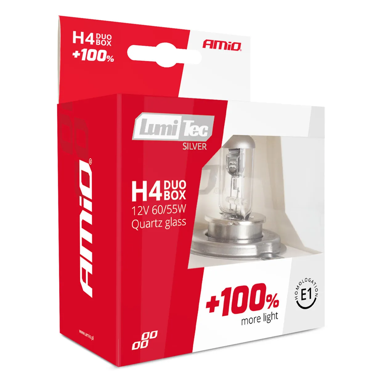 Лампа AMIO LumiTec SILVER H4 12V 60/55W 2 шт (01402) (014028)