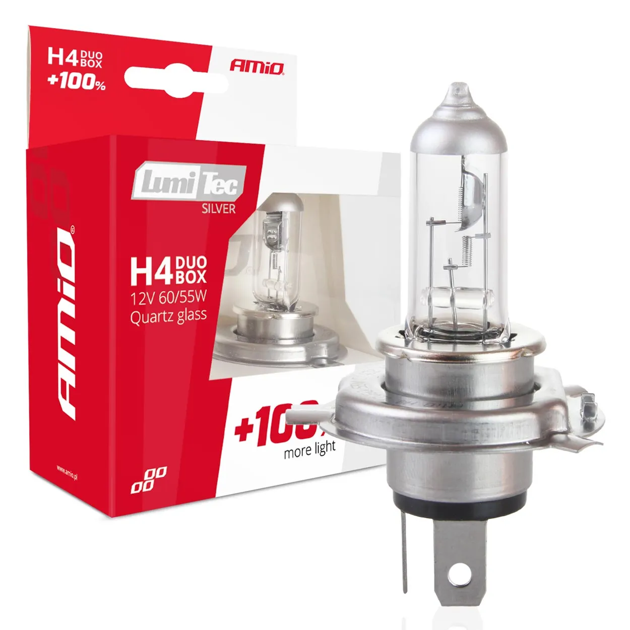 Лампа AMIO LumiTec SILVER H4 12V 60/55W 2 шт (01402) (014028)