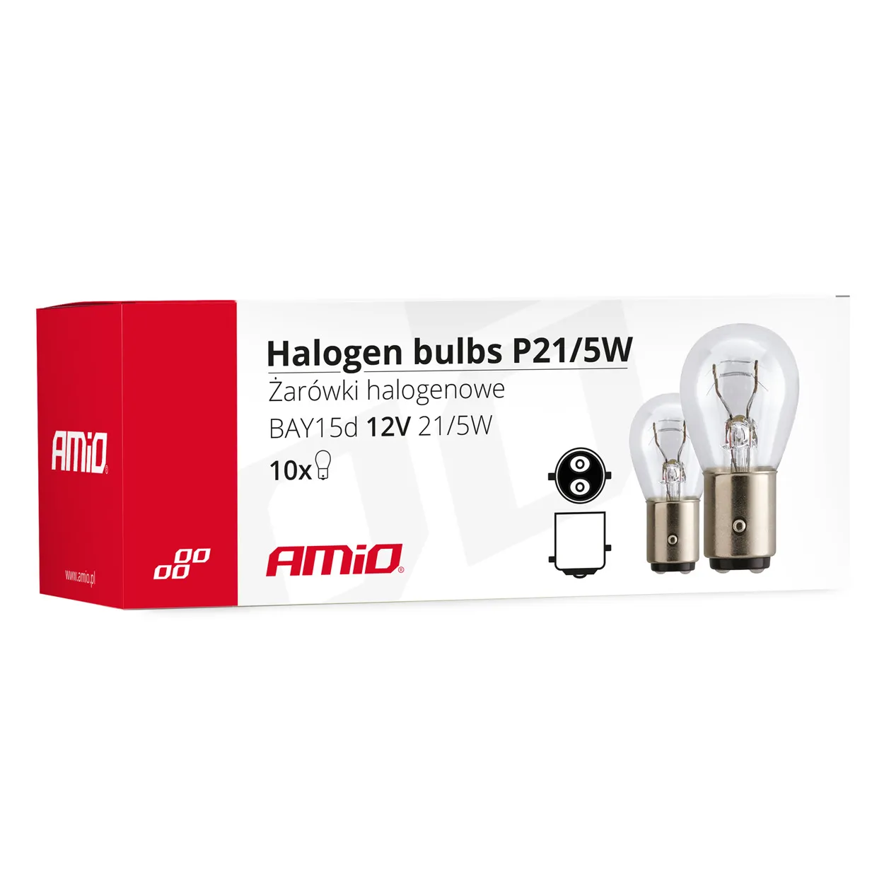Лампа AMIO P21/5W BAY15D 12V 10 шт (014882)