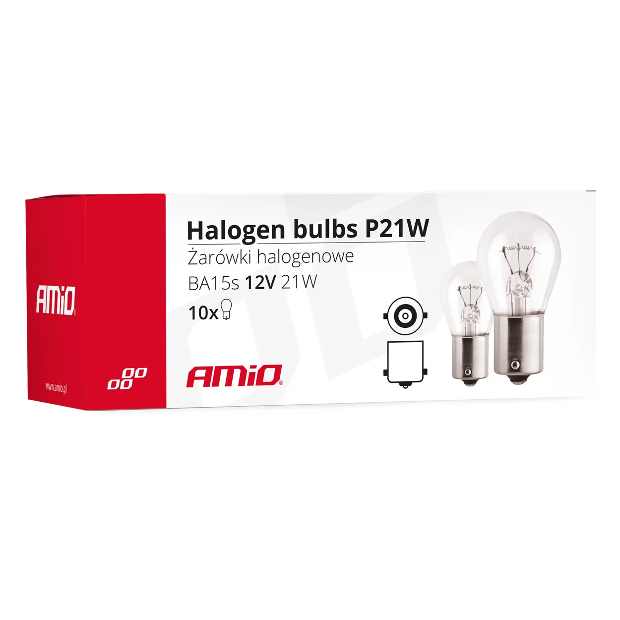 Лампа AMIO P21W BA15s 12V 10 шт (014912)