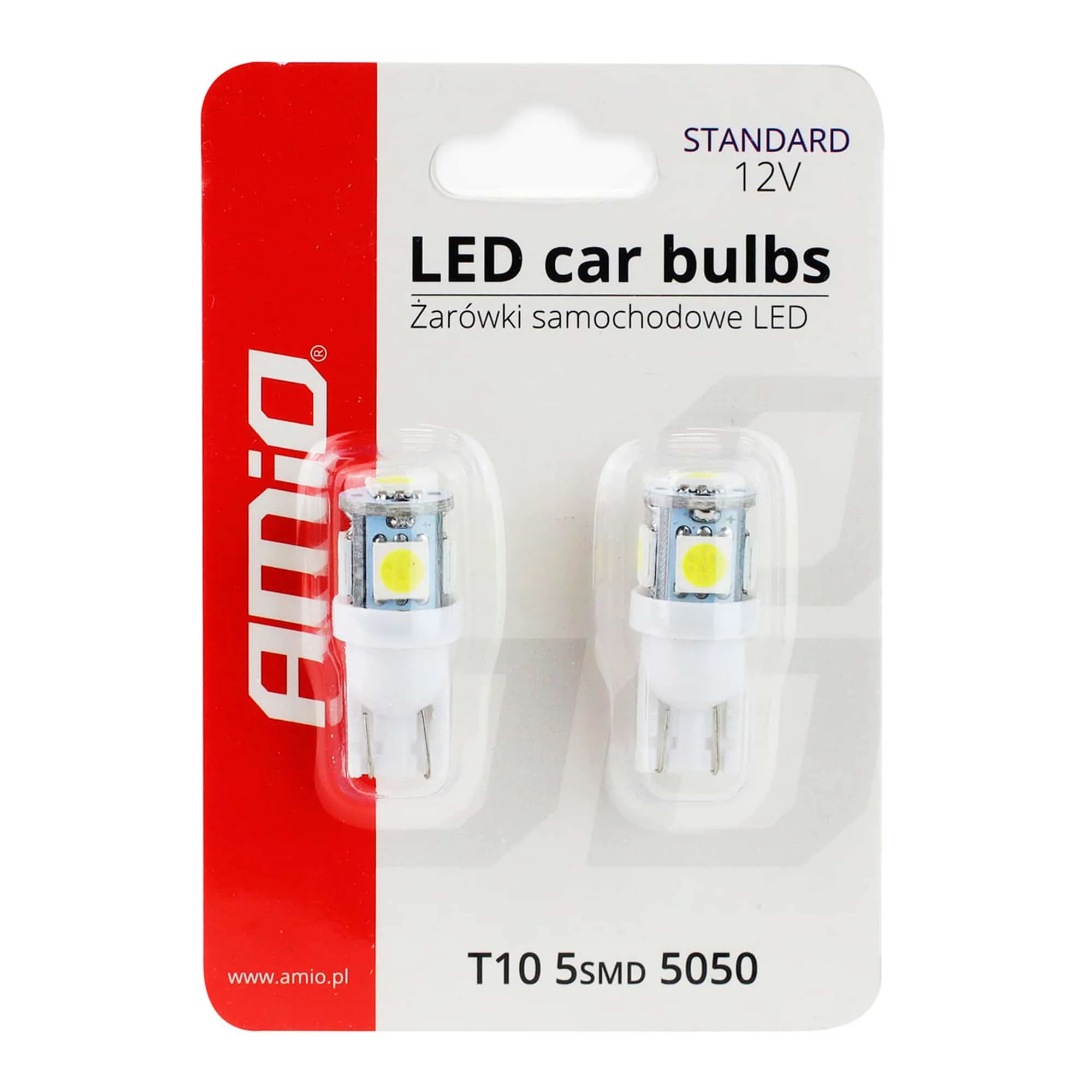 Лампа AMIO СТАНДАРТ LED T10 W5W 5 SMD 5050 12V (01284) (012840)