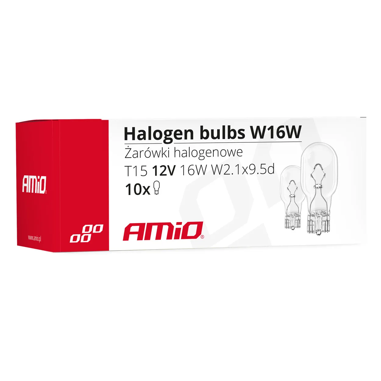 Лампа AMIO T15 W16W W2.1x9.5d 12V 1 шт (025499)