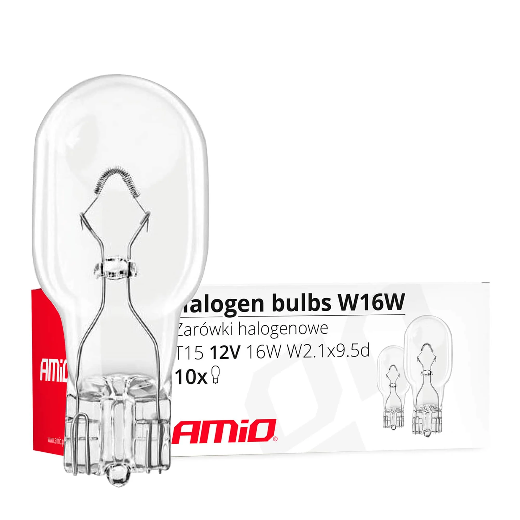 Лампа AMIO T15 W16W W2.1x9.5d 12V 10 шт (02549)