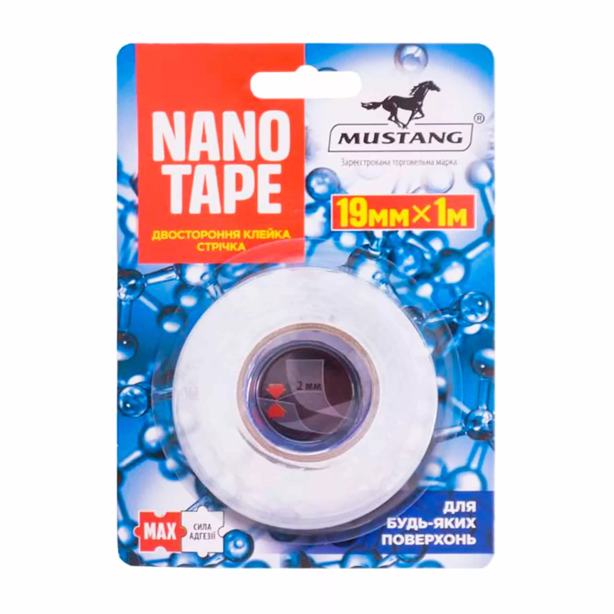 Лента двухсторонняя Mustang 19 мм x 1 м прозрачная NT191 (533048) Лента двухсторонняя Mustang 19 мм x 1 м прозрачная NT191 (533048)