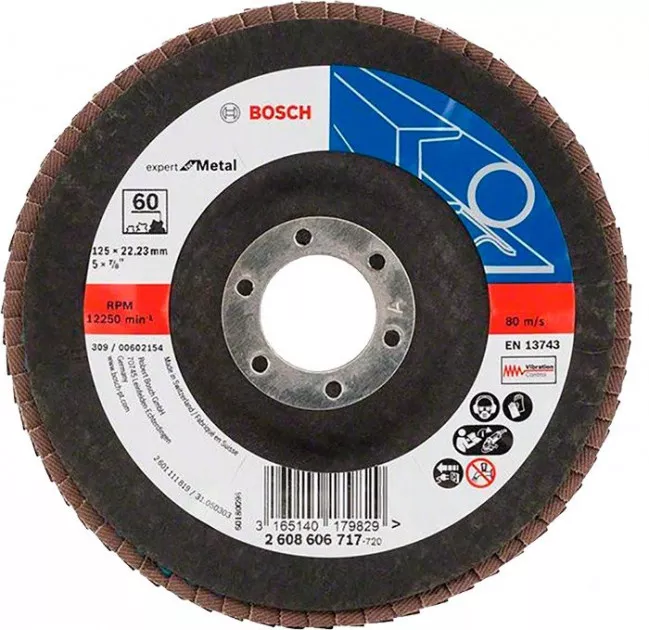 Лепестковый шлифкруг Bosch Expert for Metal, 125×22,23 мм, К60 (2608606717) Лепестковый шлифкруг Bosch Expert for Metal, 125×22,23 мм, К60 (2608606717)