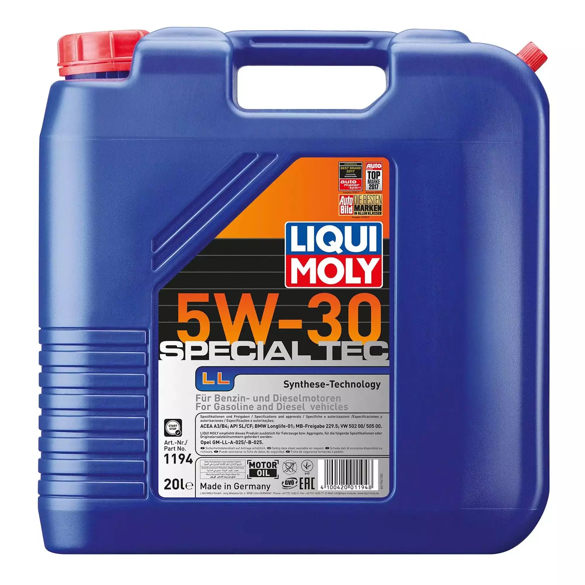 Масло моторное Liqui Moly Special Tec LL 5W-30 20л (1194)