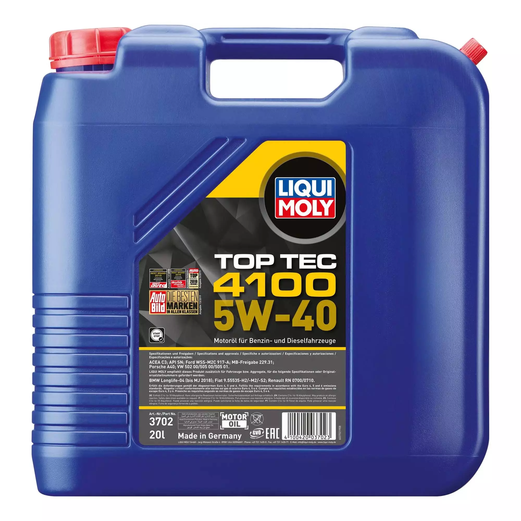 Масло моторное Liqui Moly Top Tec 4100 5W-40 20л (3702) Масло моторное Liqui Moly Top Tec 4100 5W-40 20л (3702)