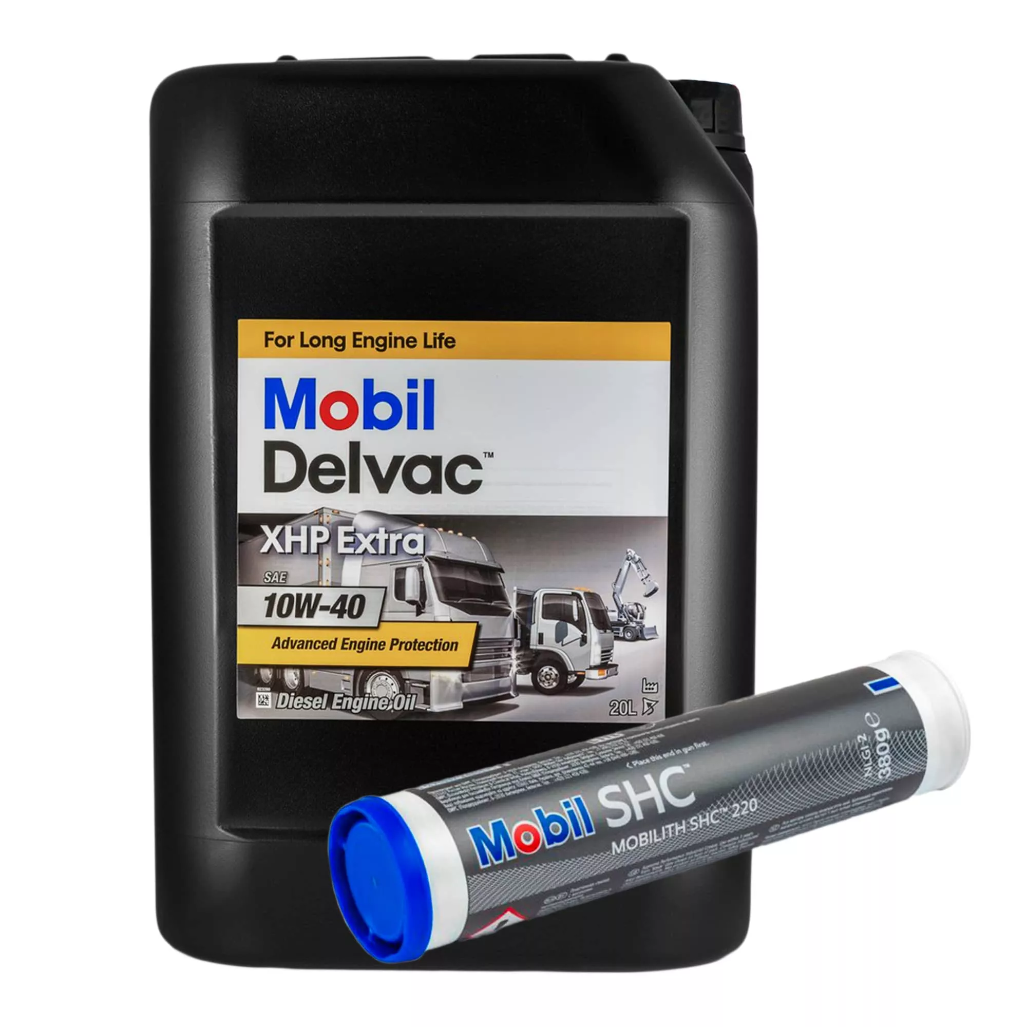 Масло моторное MOBIL DELVAC XHP EXTRA 10W-40 20л + Смазка MOBILITH SHC220 0,38 кг