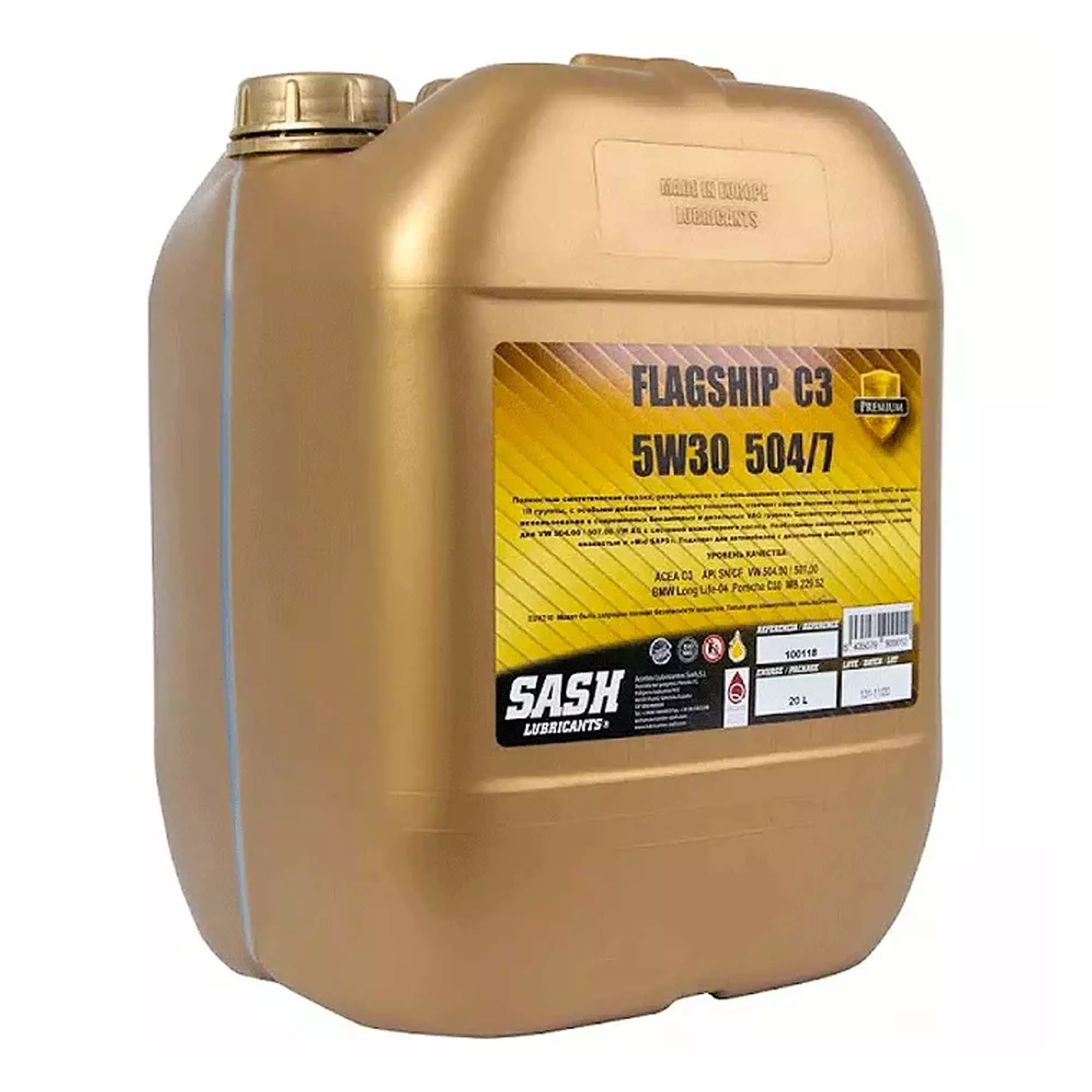 Моторное масло SASH FLAGSHIP C3 5W-30 20л (100118) Моторное масло SASH FLAGSHIP C3 5W-30 20л (100118)