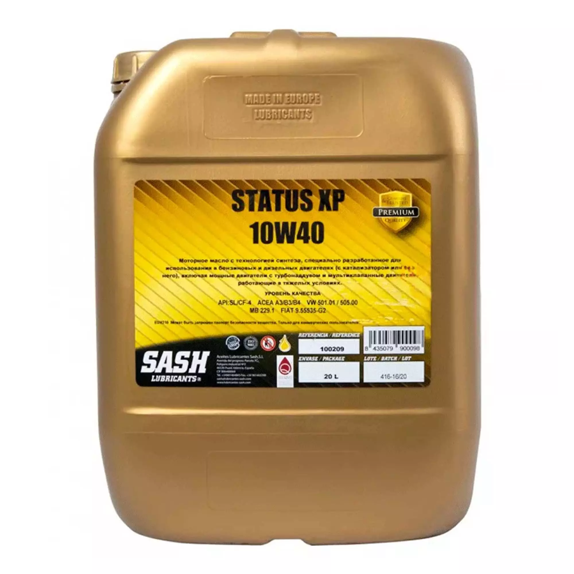 Моторна олива SASH STATUS XP 10W-40 20л (100209)