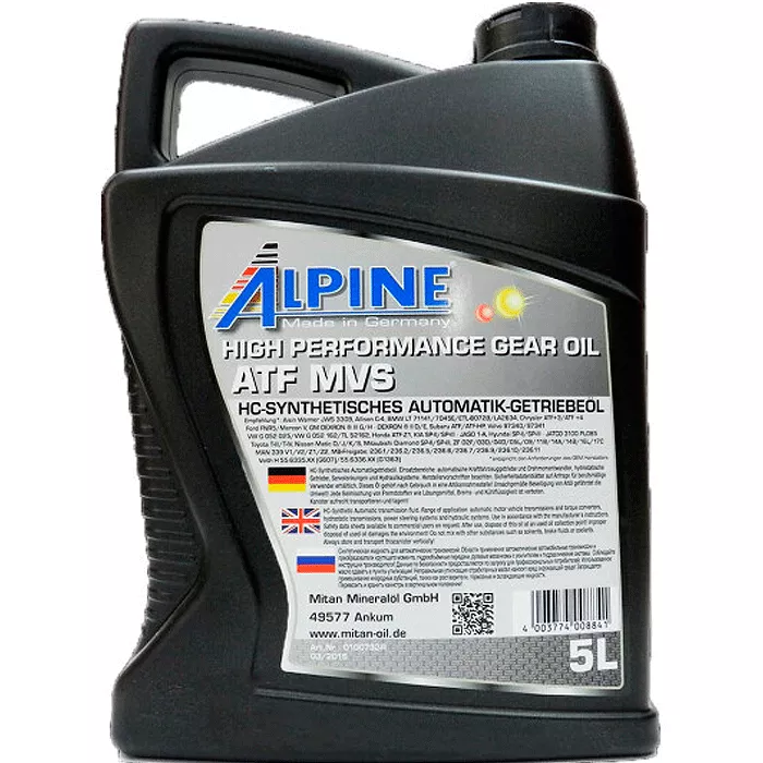 Масло трансмиссионное Alpine ATF MVS бесцветное 5л (0730-5) (29972)