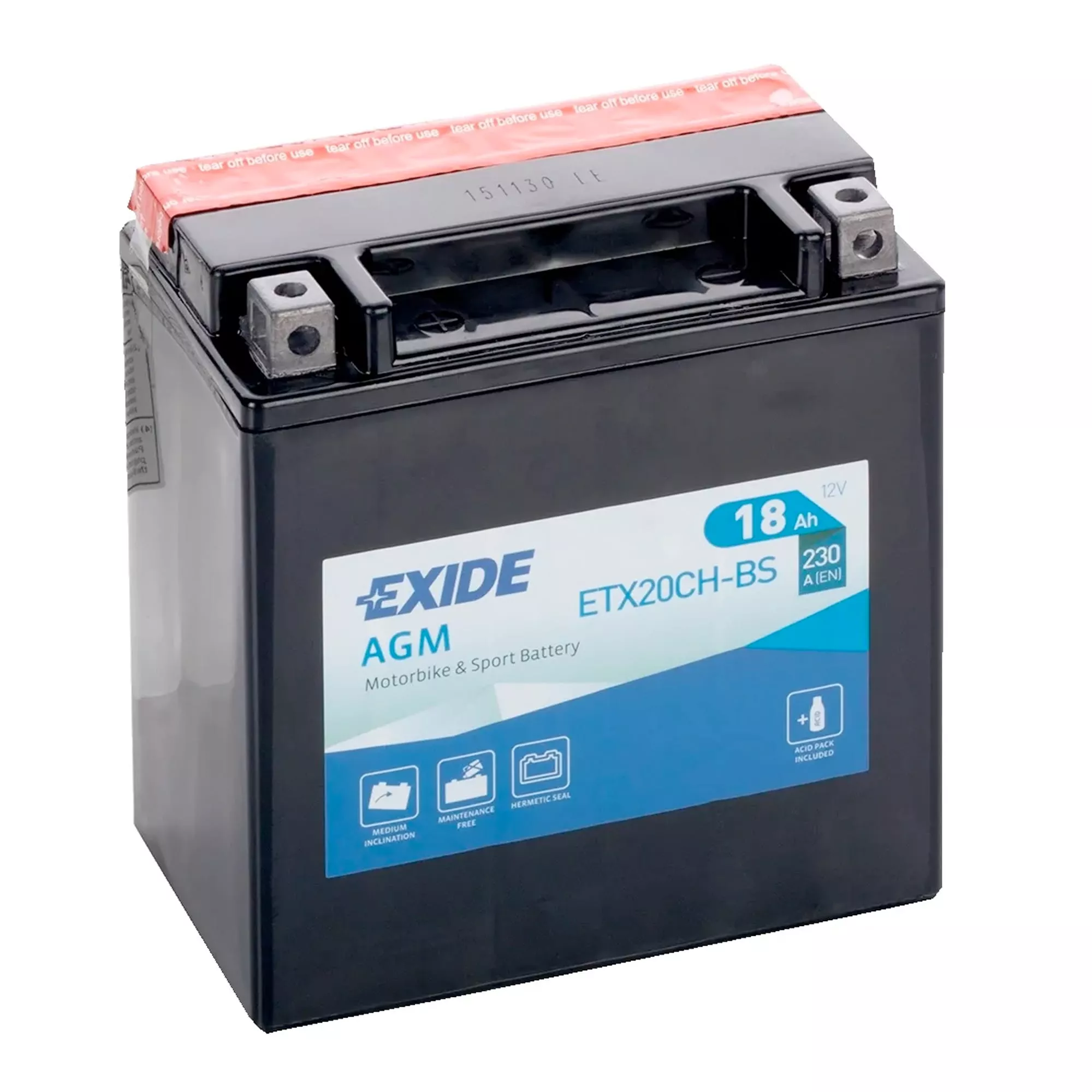 Мото аккумулятор EXIDE 6СТ-18Ah Аз AGM (ETX20CH-BS)