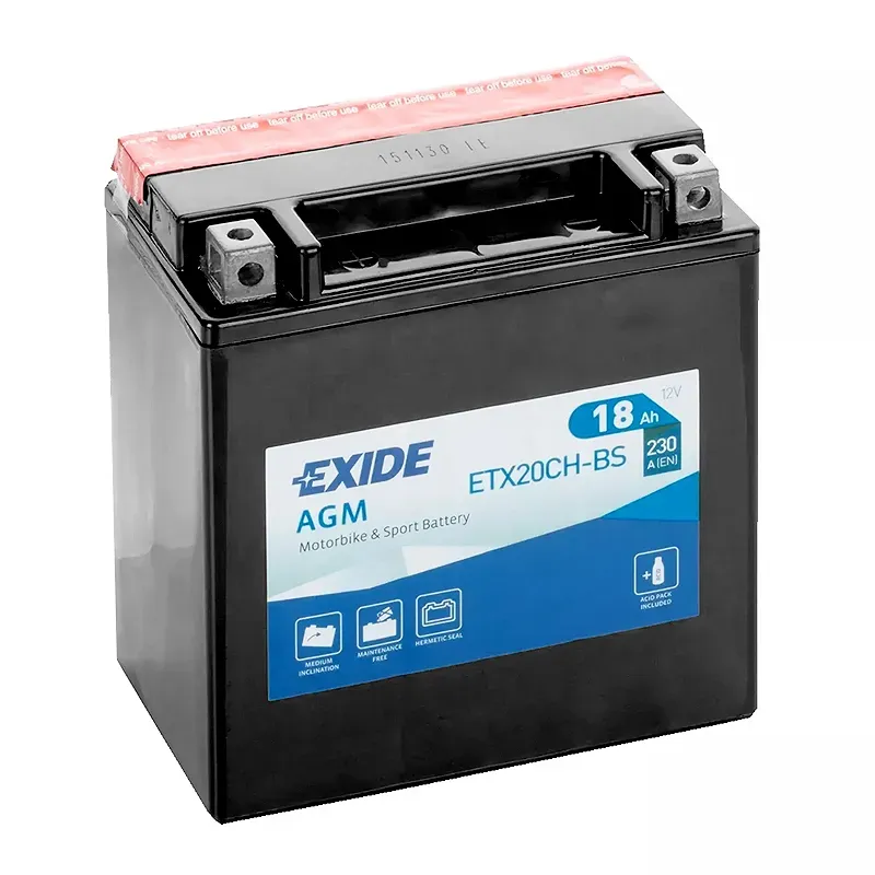 Мото аккумулятор EXIDE AGM 6СТ-18Ah Аз (ETX20CH-BS)