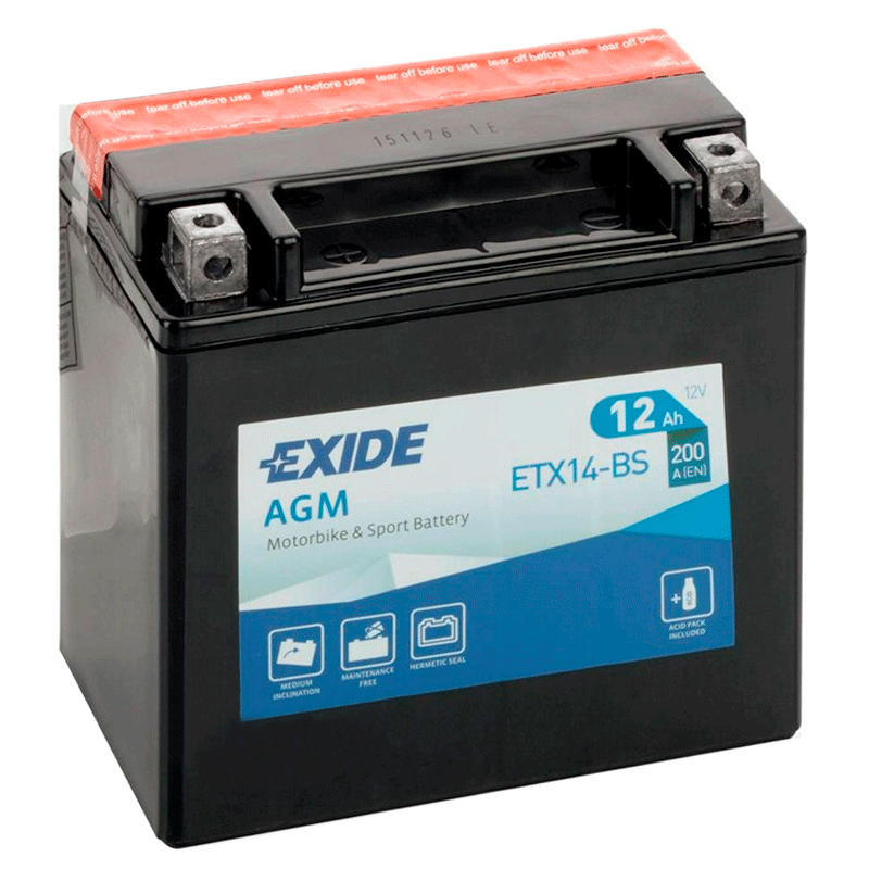 Мото аккумулятор Exide AGM 6СТ-12Ah (+/-) (73042)