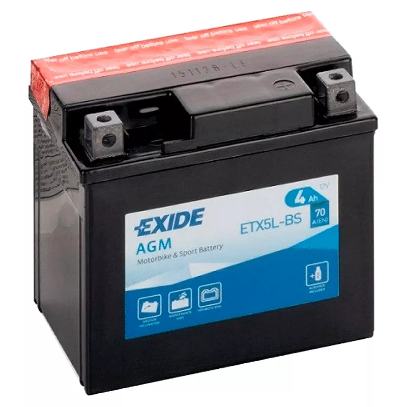 Мото акумулятор EXIDE AGM 6СТ-4Ah АзЕ 12В 70А (EN) (ETX5L-BS)
