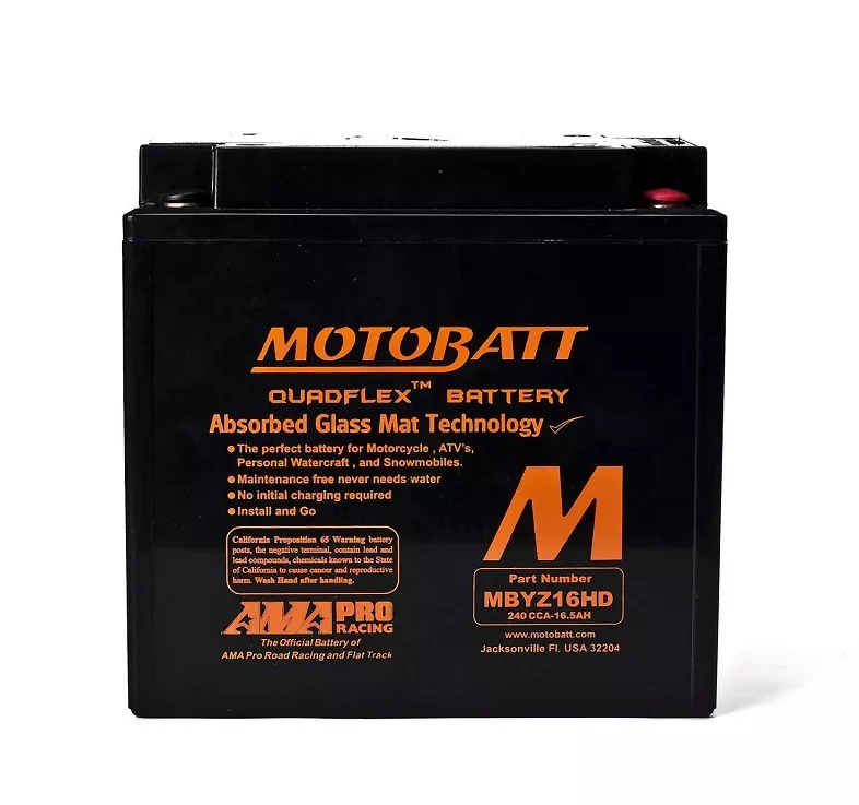 Мото аккумулятор MOTOBATT залитый и заряженный AGM 16.5Ah 240A АзЕ (MBYZ16HD)