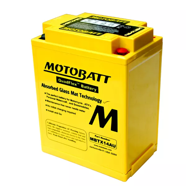 Мото аккумулятор MOTOBATT залитый и заряженный AGM 16.5Ah 190A АзЕ (MBTX14AU)