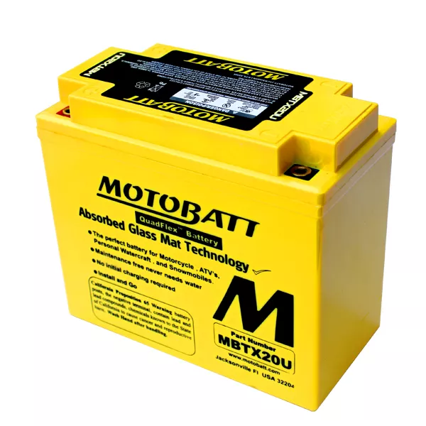 Мото аккумулятор MOTOBATT залитый и заряженный AGM 21Ah 310A Аз (MBTX20U)
