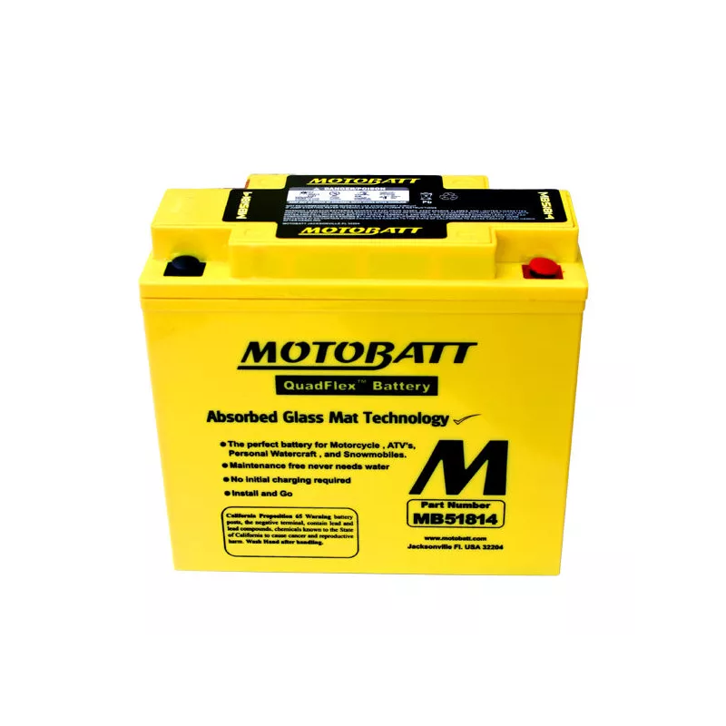 Мото акумулятор MOTOBATT залитий та заряджений AGM 22Ah 220A Аз (MB51814)