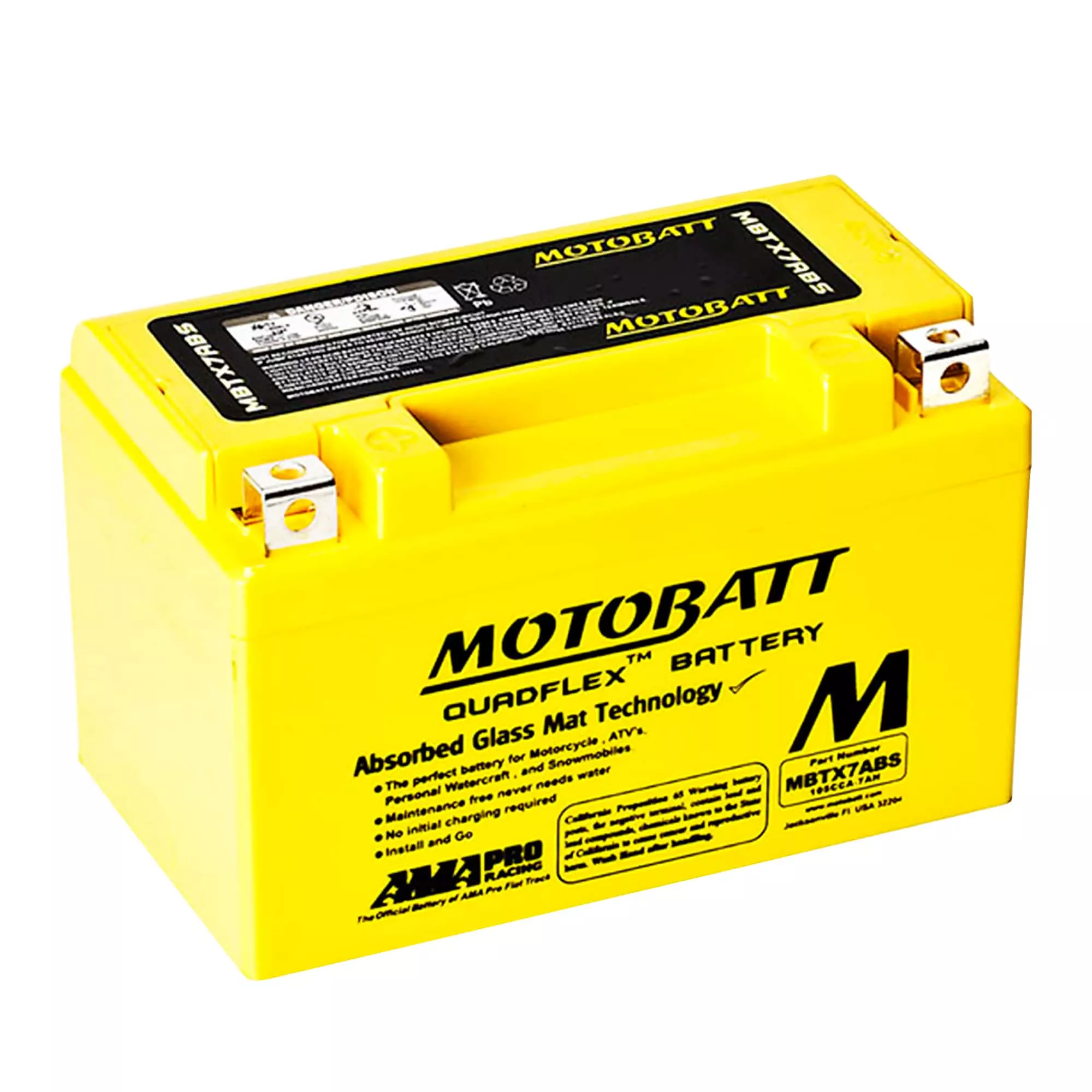 Мото аккумулятор MOTOBATT залитый и заряженный AGM 7Ah 105A Аз (MBTX7ABS)