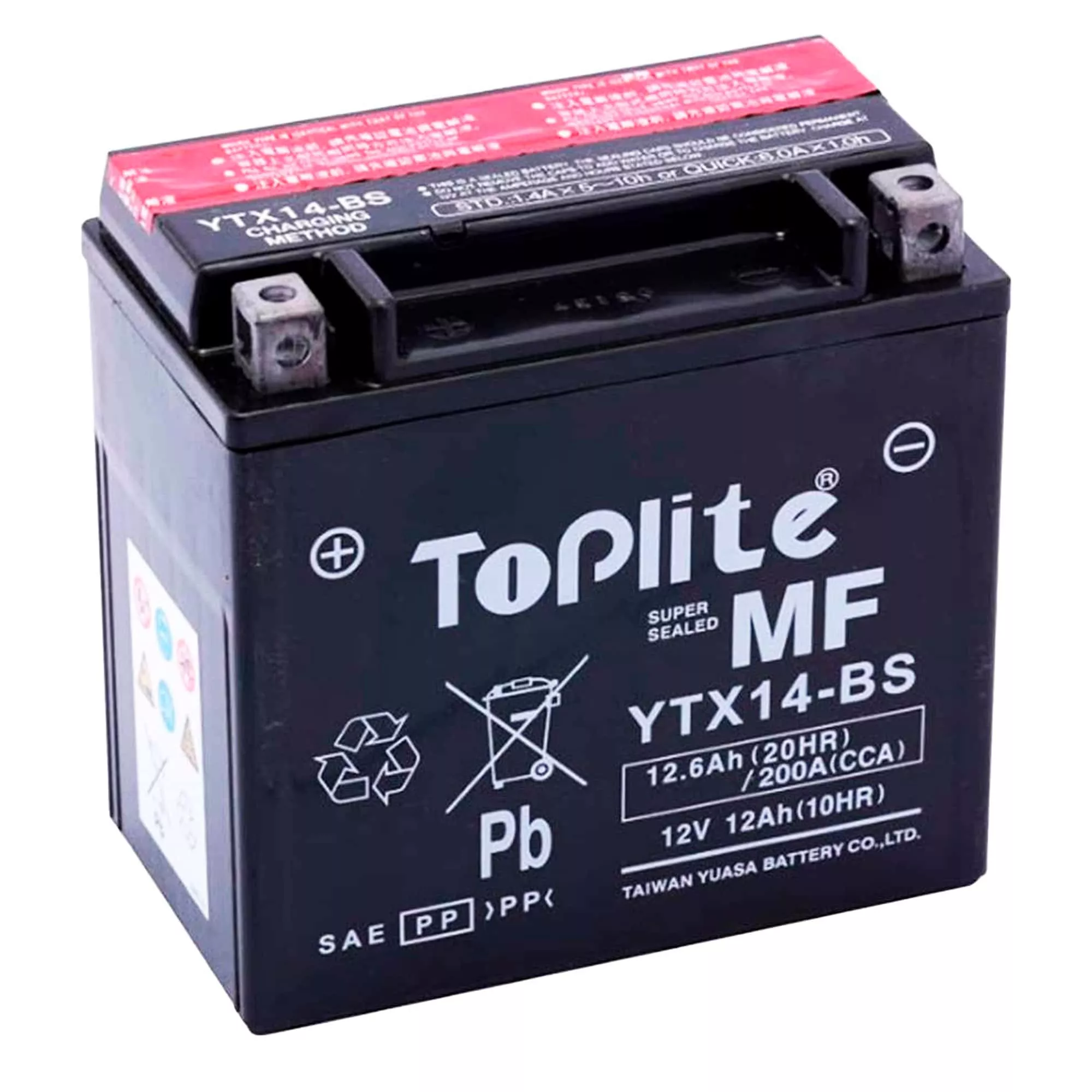 Мото аккумулятор TOPLITE 6СТ-12Ah Аз 100A (YTX14-BS)