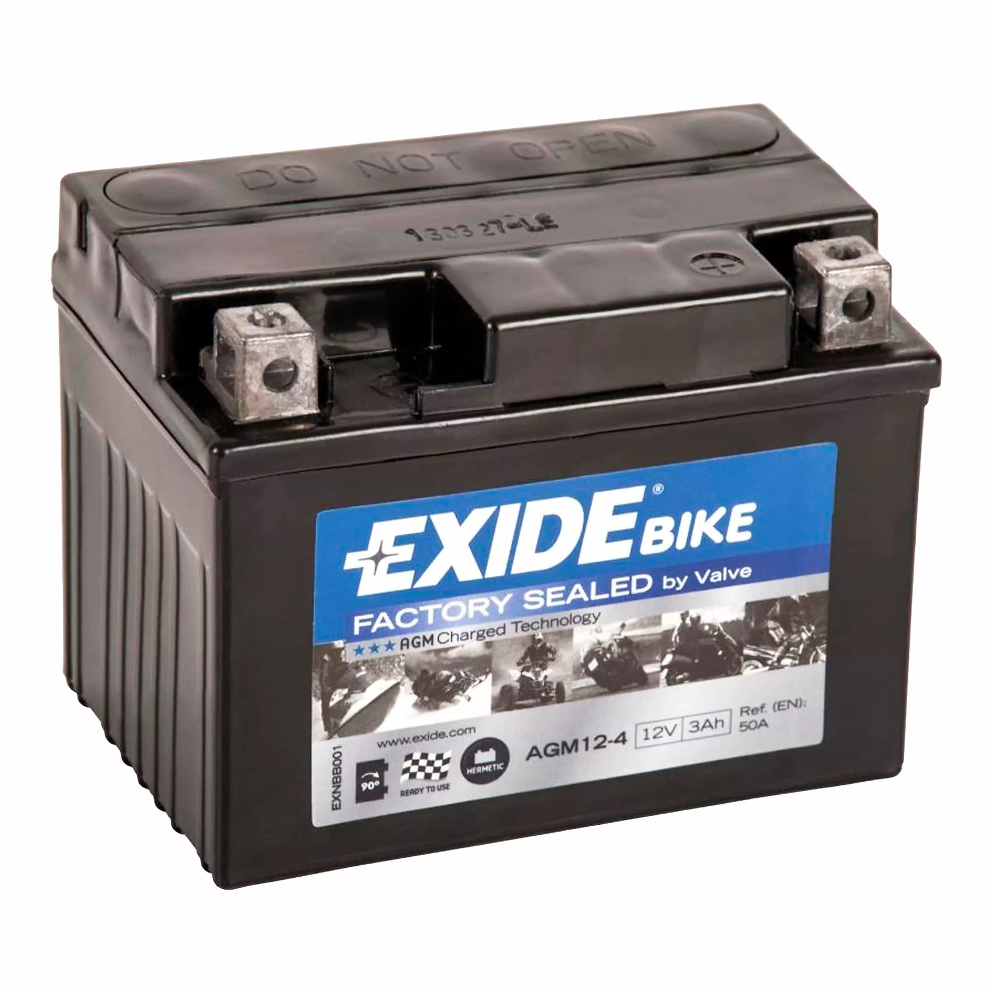 Мото акумулятор залитий та заряджений EXIDE AGM 3Ah АзЕ 50A (AGM12-4)