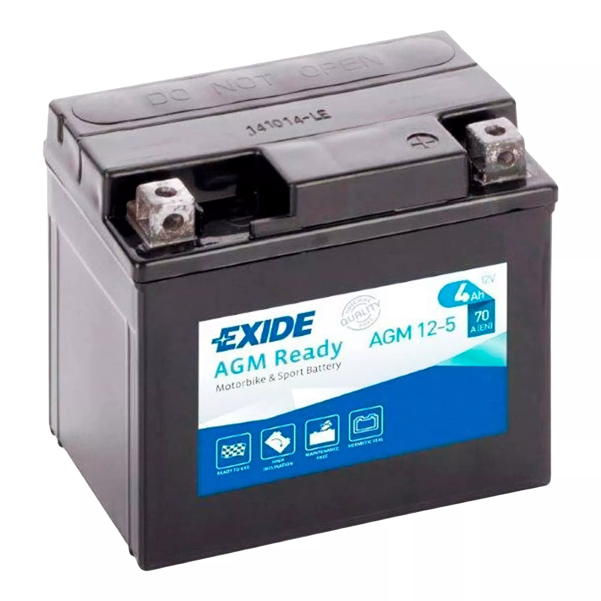 Мото акумулятор залитий та заряджений EXIDE AGM 4Ah АзЕ 70A (AGM12-5)