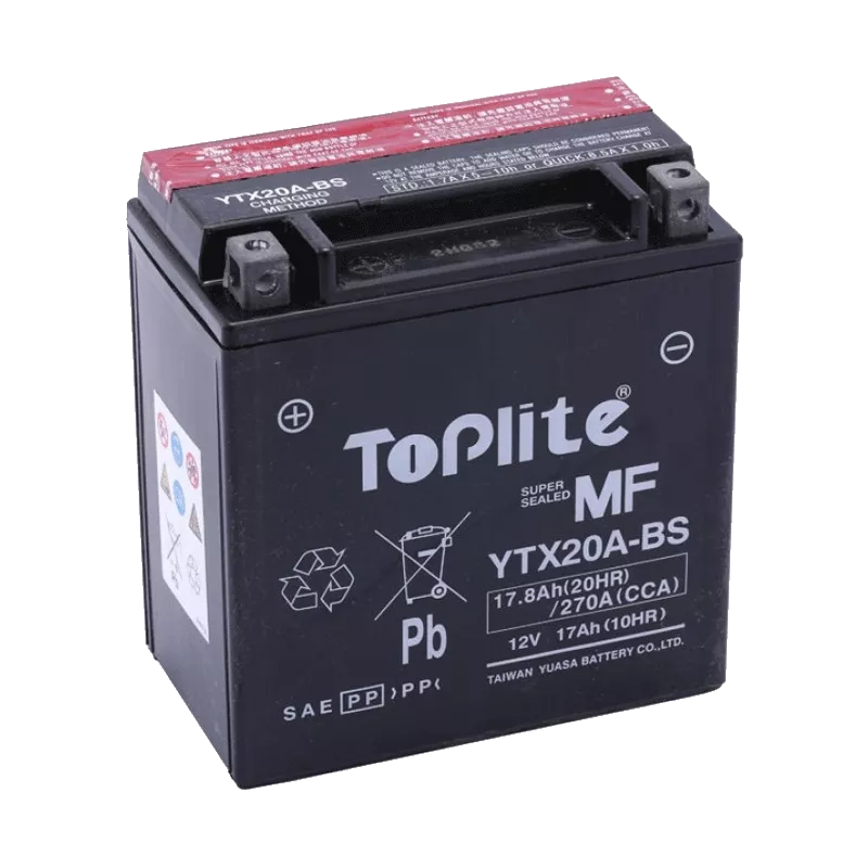 Мото аккумулятор TOPLITE 6СТ-17.8Ah Аз (YTX20A-BS)