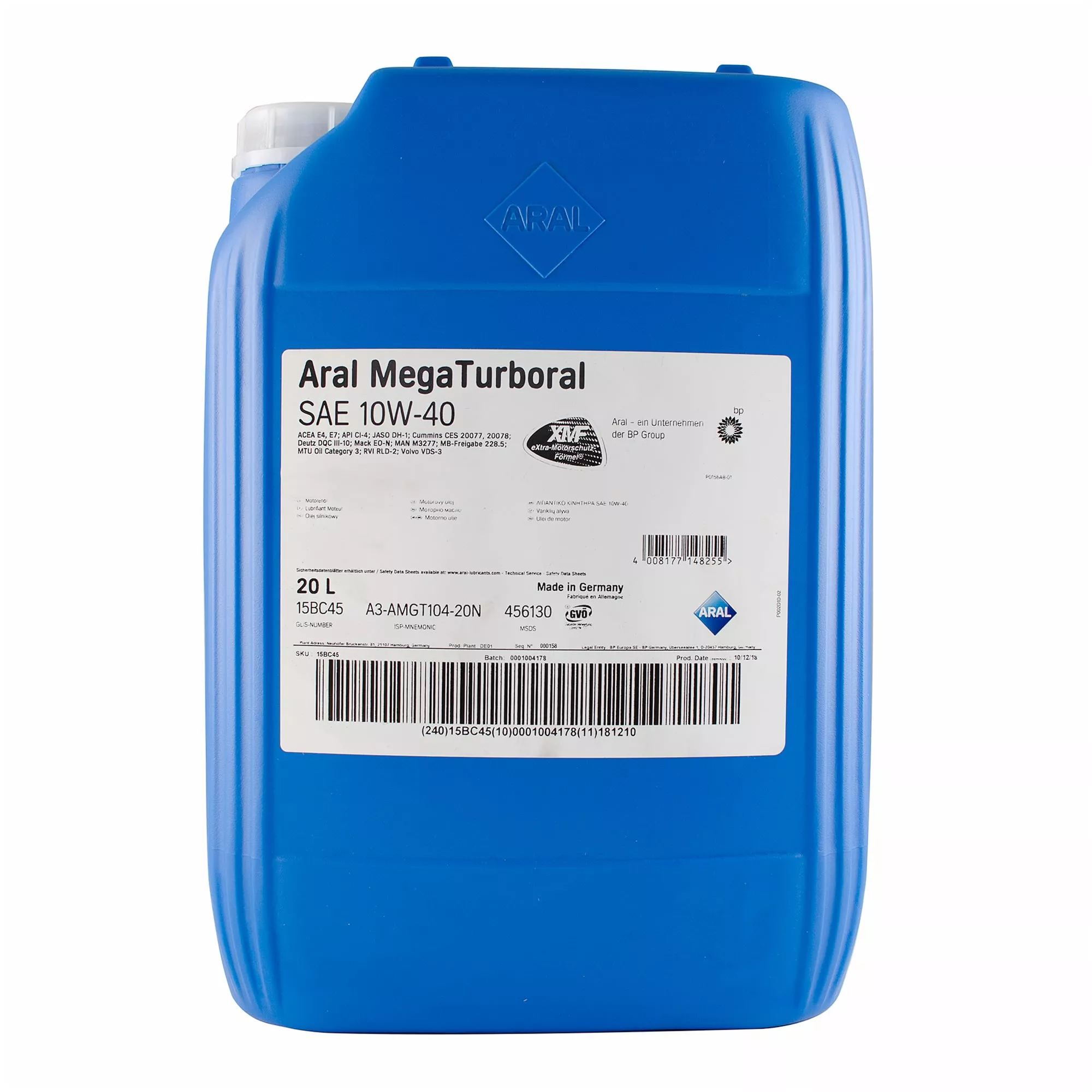 Моторное масло Aral MegaTurboral 10W-40 20л (15BC45)