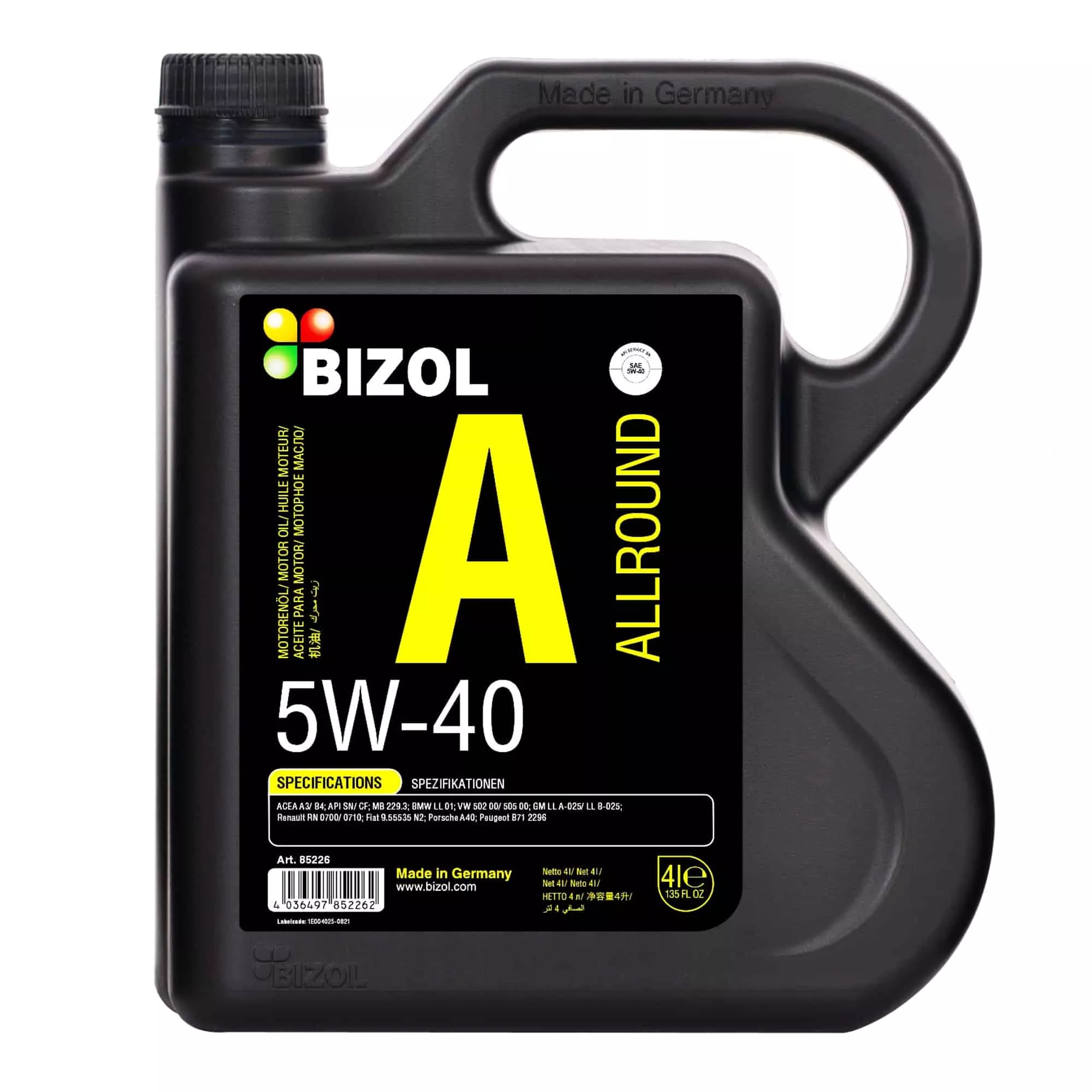 Моторное масло BIZOL Allround 5W-40 4л (B85226)