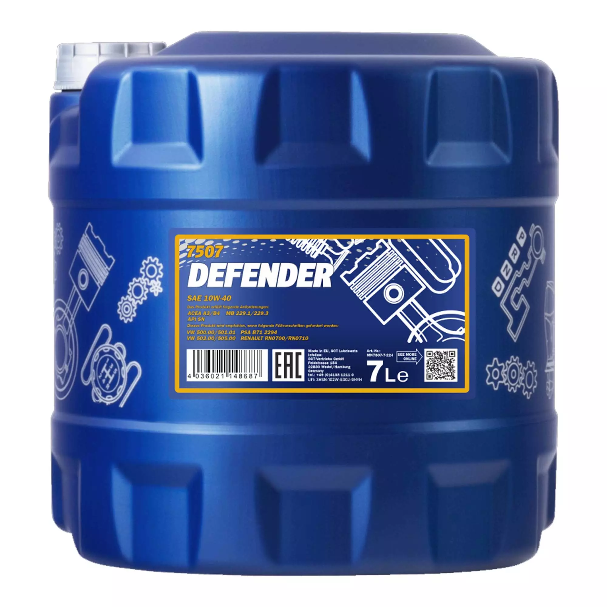 Моторна олива MANNOL DEFENDER SAE 10W-40 7л (MN7507-7)