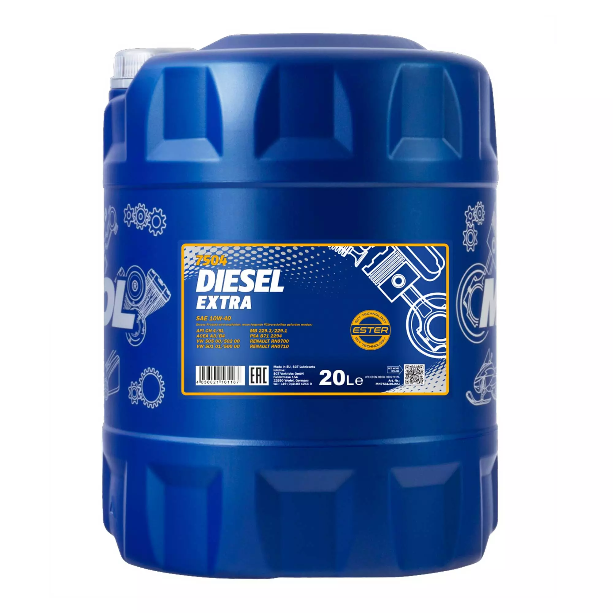 Моторное масло MANNOL DIESEL EXTRA 10W-40 20л (MN7504-20) Моторное масло MANNOL DIESEL EXTRA 10W-40 20л (MN7504-20)