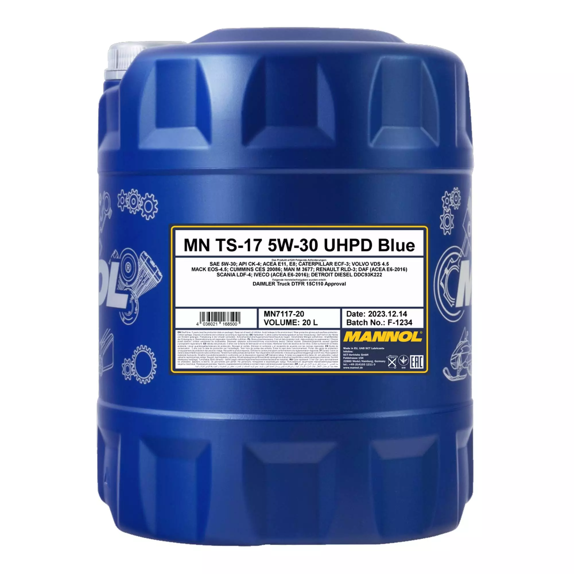 Моторное масло MANNOL TS-17 BLUE UHPD 5W-30 20л (MN7117-20) Моторное масло MANNOL TS-17 BLUE UHPD 5W-30 20л (MN7117-20)