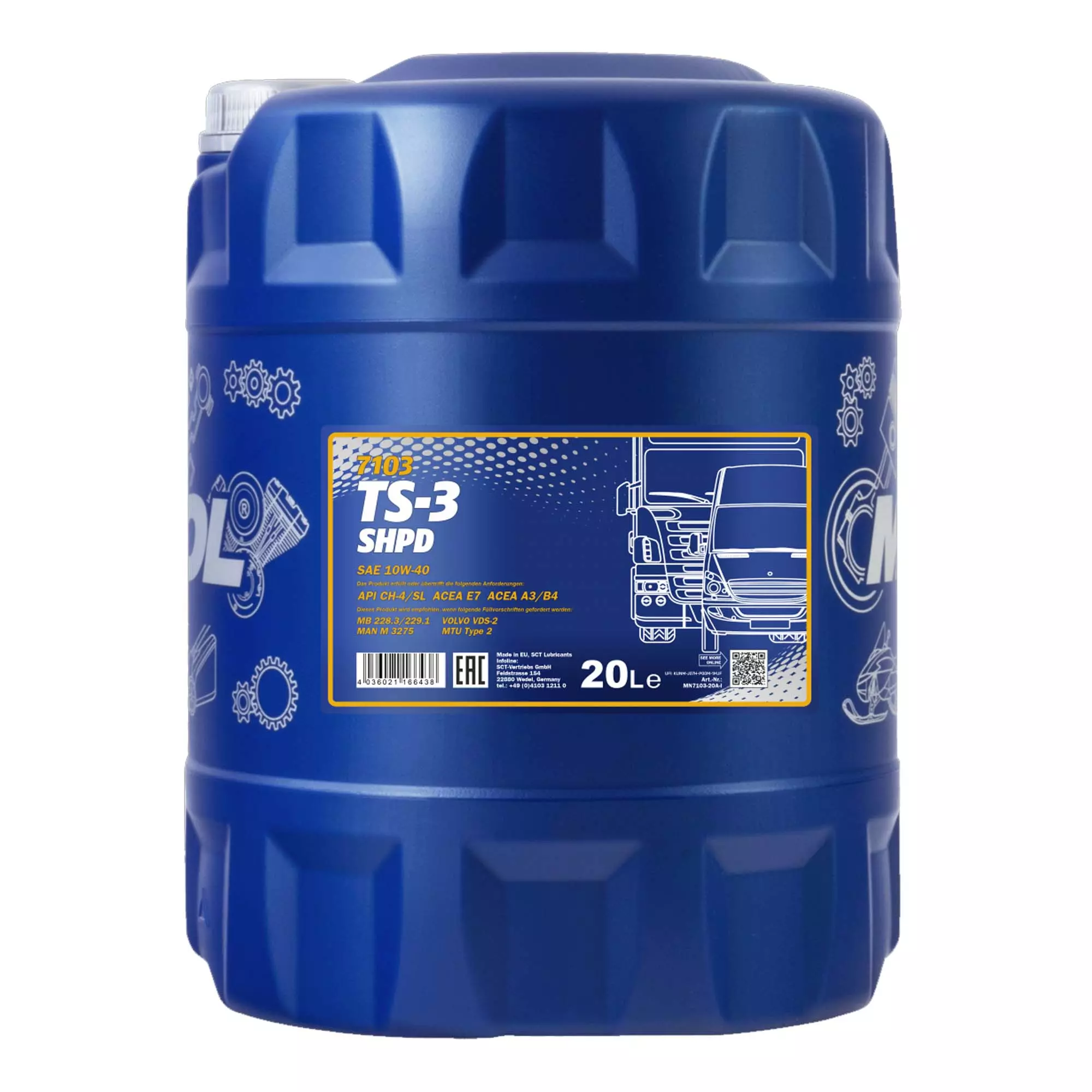 Моторное масло MANNOL TS-3 SHPD 10W-40 20л (MN7103-20) Моторное масло MANNOL TS-3 SHPD 10W-40 20л (MN7103-20)