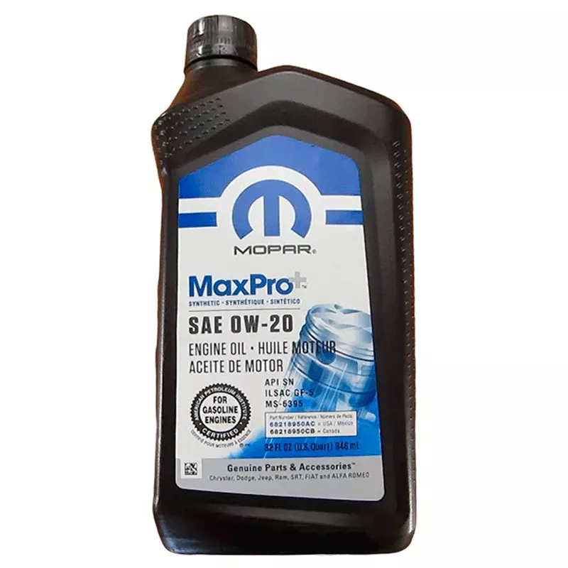 Моторное масло Mopar MaxPro+ SAE 0W-20 Engine Oil 0,946л (68218950AC)
