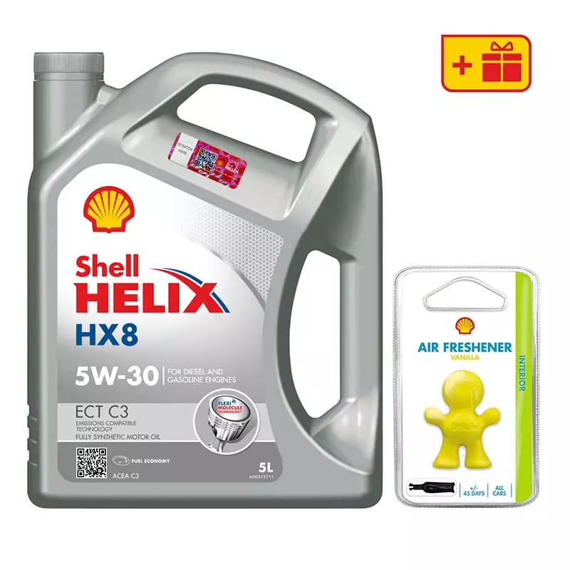 Моторное масло Shell Helix HX8 ECT C3 5W-30 5л + освежитель Little Joe