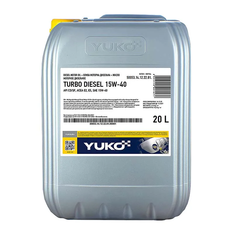 Моторное масло Yuko Turbo Diesel 15W-40 20л (4820070240597) Моторное масло Yuko Turbo Diesel 15W-40 20л (4820070240597)