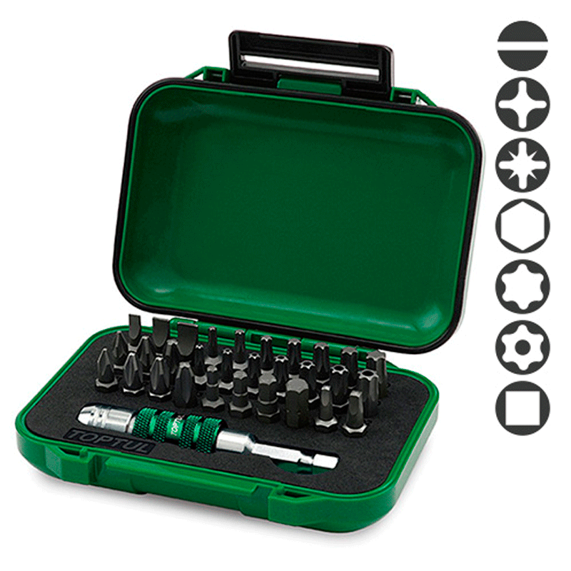Набор бит TOPTUL с держателем 1/4" 31ед. (GABW3101)