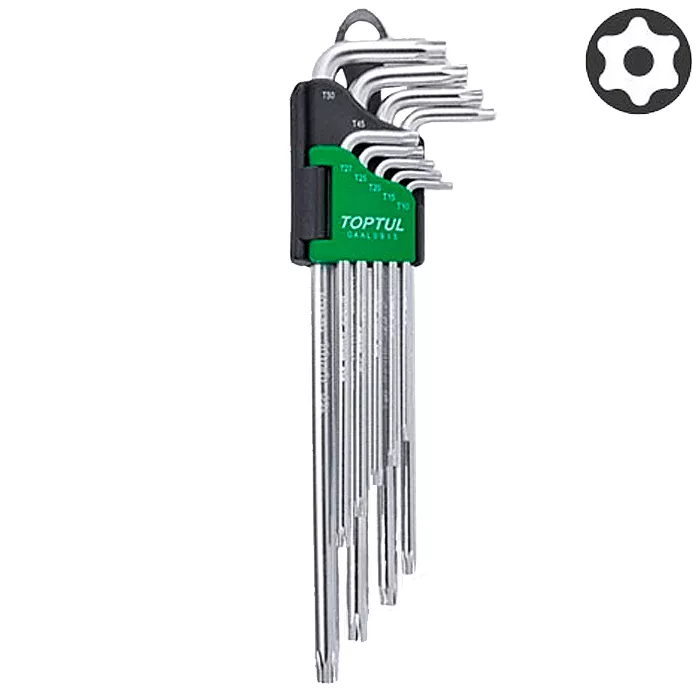 Набор Г-обр. ключей TOPTUL TORX T10-T50 9ед. супердл. с отверстием (GAAL0915) Набор Г-обр. ключей TOPTUL TORX T10-T50 9ед. супердл. с отверстием (GAAL0915)