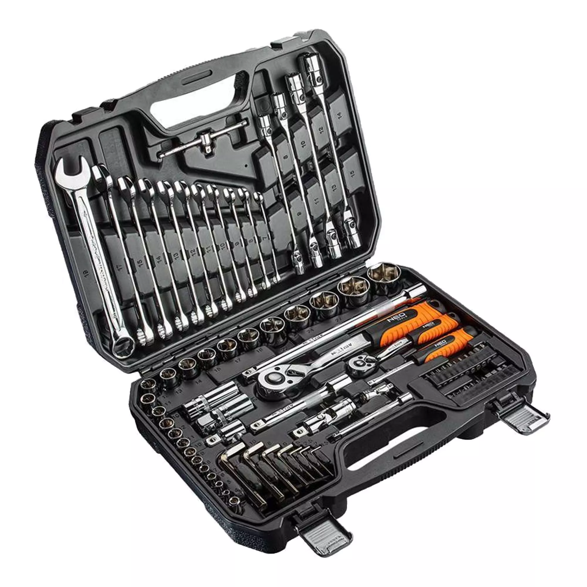 Набір головок NEO TOOLS 1/4", 1/2" CrV 77 шт (08-915) Набір головок NEO TOOLS 1/4", 1/2" CrV 77 шт (08-915)