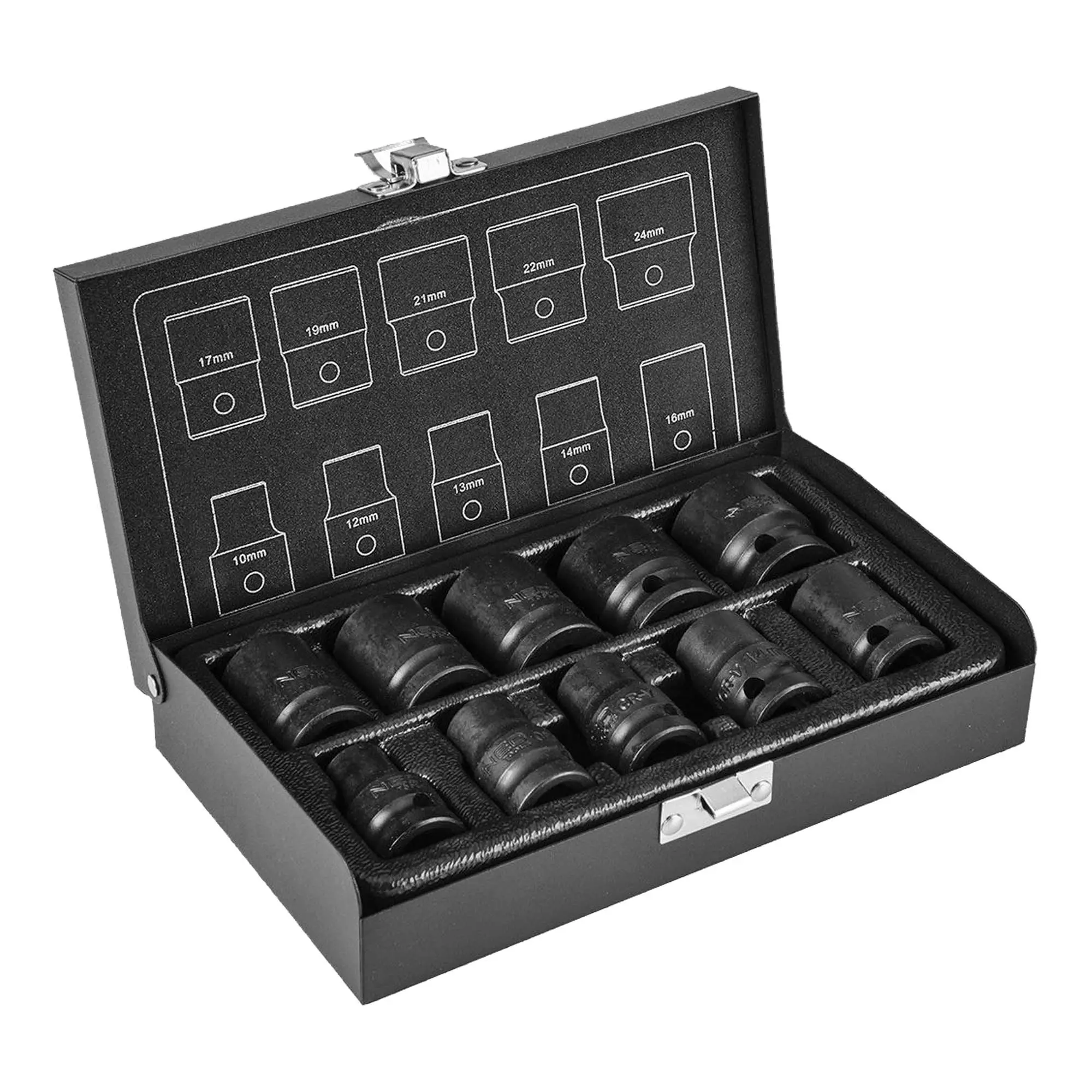 Набір ударних головок NEO TOOLS 1/2" 10-24 мм 10 шт CrMo (12-101)