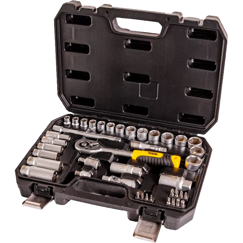 Набір інструментів MASTER TOOL 39 од. 3/8" CrV, тріскачка 45 зубів, пластиковий кейс (78-3039) Набір інструментів MASTER TOOL 39 од. 3/8" CrV, тріскачка 45 зубів, пластиковий кейс (78-3039)